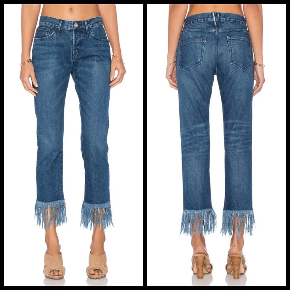 💕3x1💕 Straight Crop Fringe Jean Button Fly High Waisted Cropped ~ Lima 27 NWT